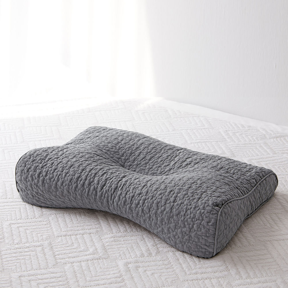 메밀베개 시원한베개 경추 목베개 편백나무 낮은 입체형-다크그레이, 31x52cm