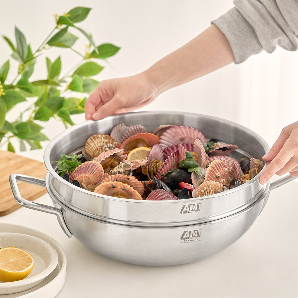 AMT 샤프 32cm 파티웍 316Ti 스텐 통5중