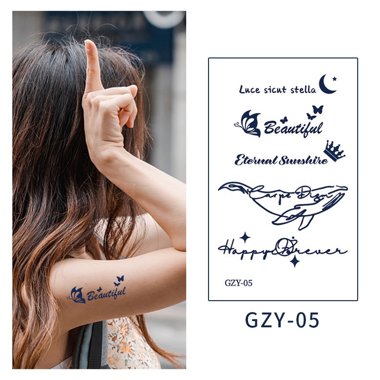 MIR WAY 레터링 리얼 타투 스티커 GZY05 1개 - 상품 이미지