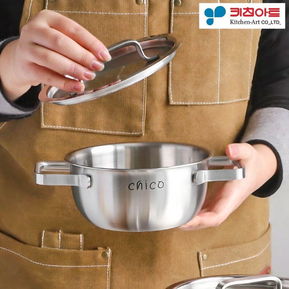 키친아트 국산 미니냄비 스텐 IH인덕션 양수 통3중 1인용 작은 솥밥 이유식