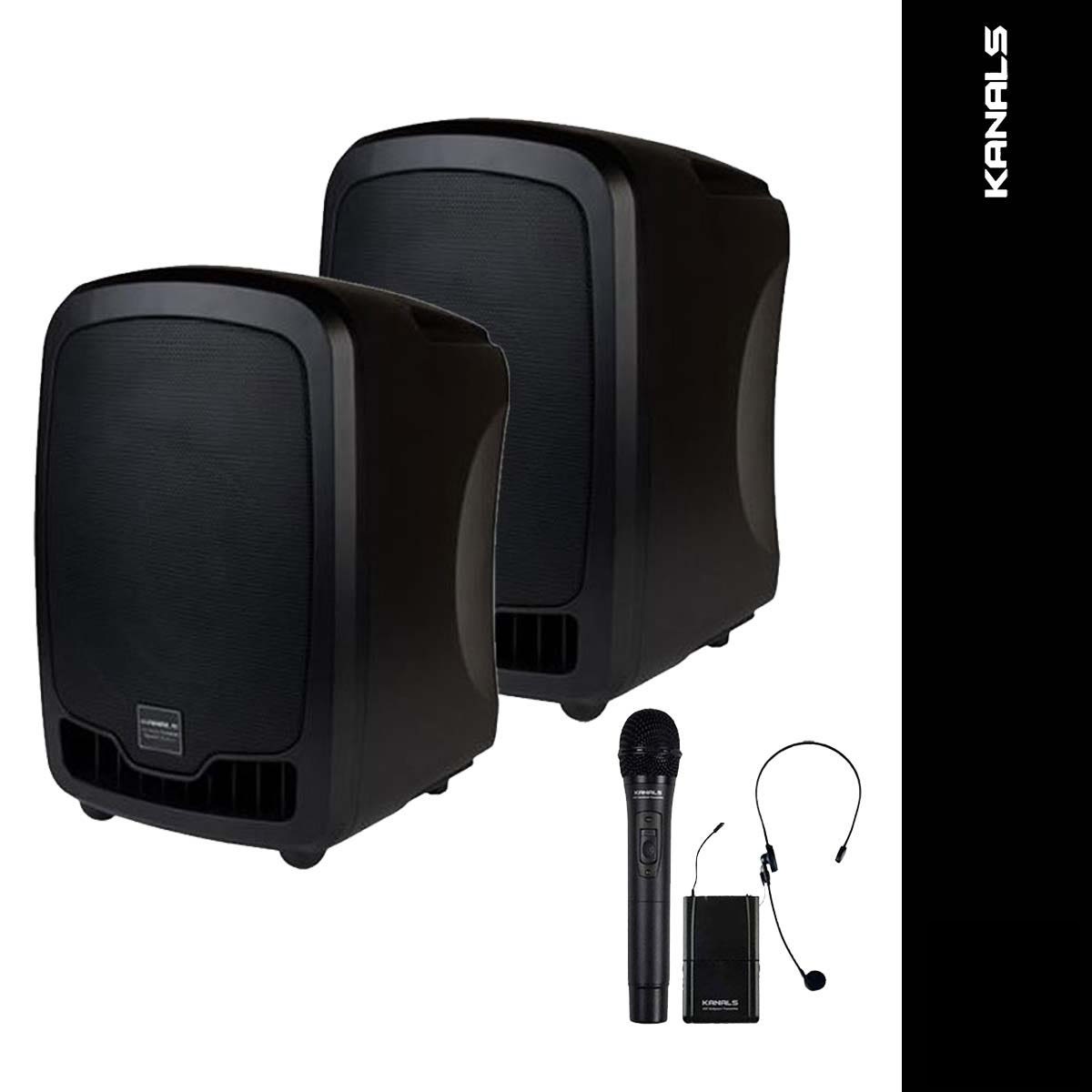 카날스 AT115N 보조스피커 세트 이동식 앰프 300W 충전식 스피커 야외 강의 버스킹
