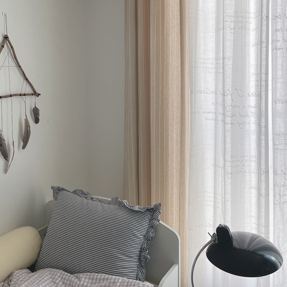 바이아미 린넨 스트라이프 커튼 줄무늬 아이방 맞춤 커튼