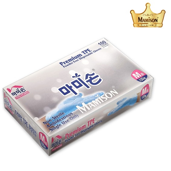마미손 TPE 위생장갑 비닐장갑 블루 100매 - 상품 이미지