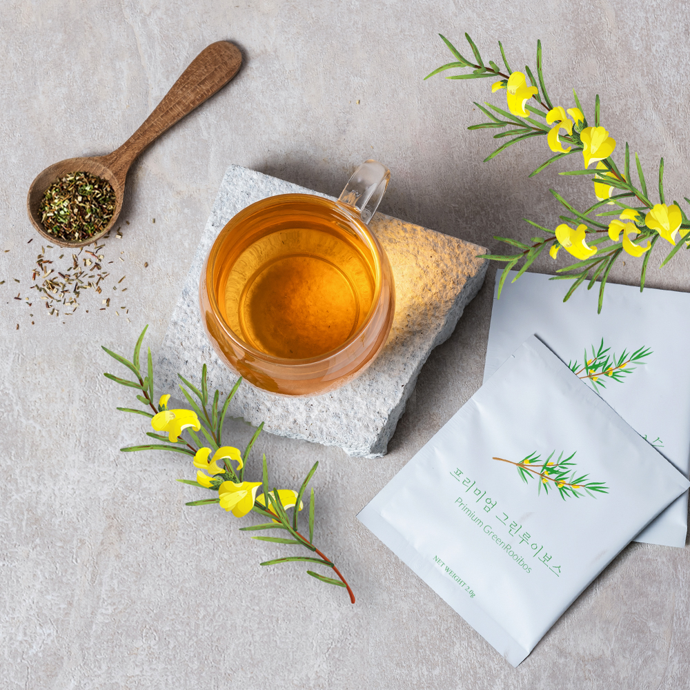 프리미엄 등급 그린루이보스 파인컷 100% 유기농 대용량 2.0gx 50 티백 Premium Green Rooibos Fine cut 비발효 루이보스차 항산화 허브 - 상품 이미지