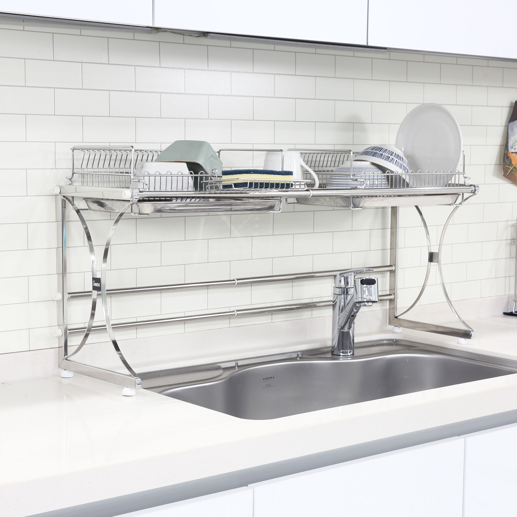 아이넥스 까세로스마트 3.0 올스텐 2단 식기건조대 물빠짐 쟁반형 설거지 그릇 정리대