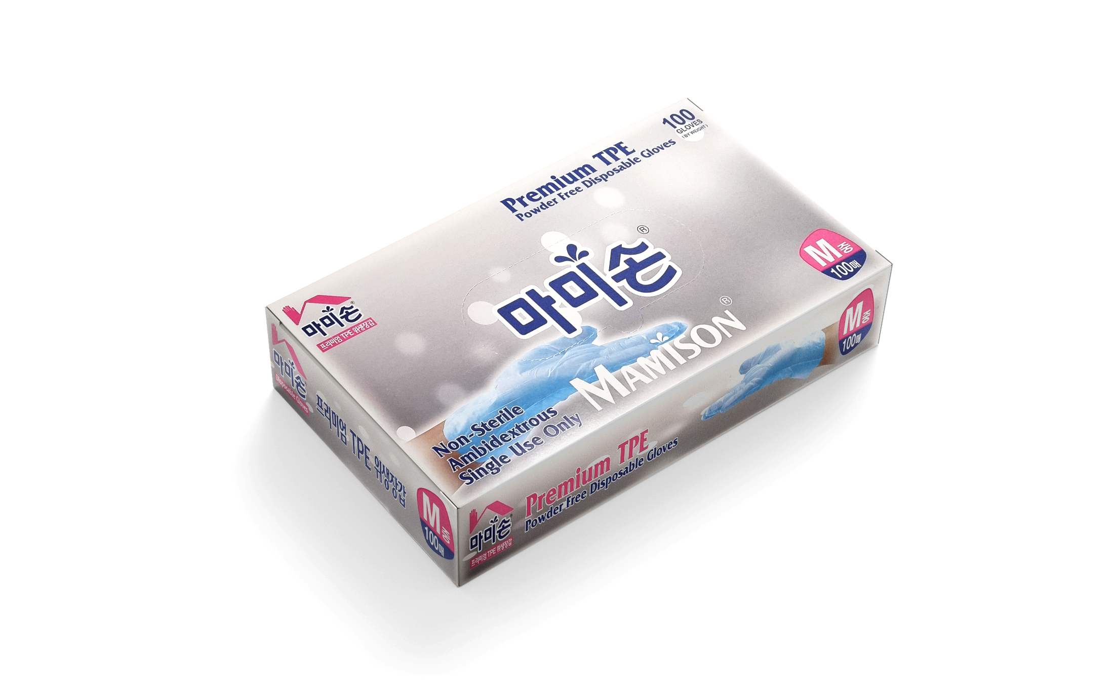 마미손 TPE 위생장갑 비닐장갑 블루 100매 - 상세 이미지 2