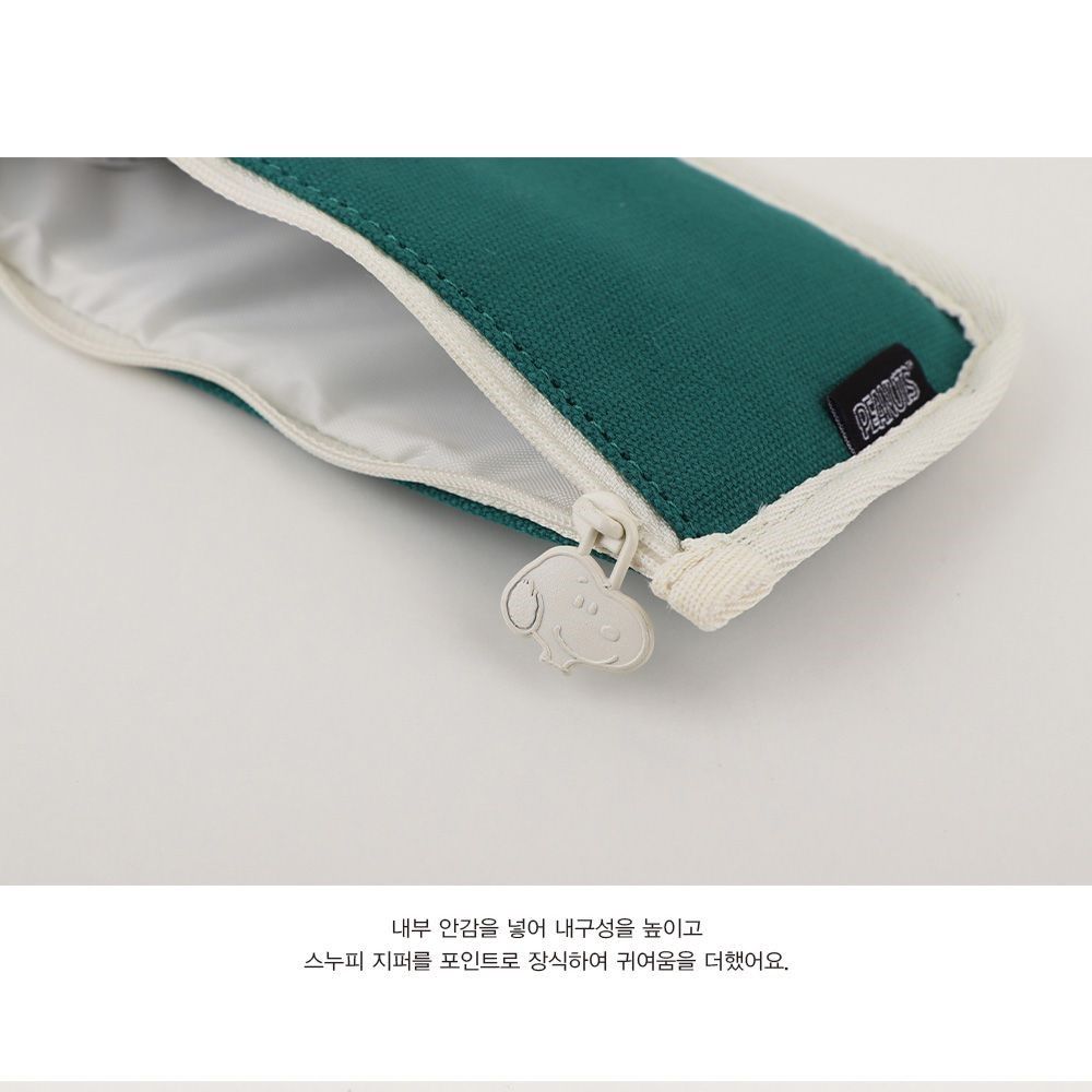 스누피 납작필통 슬림 펜파우치 천필통 중학생 고등학생 피너츠 굿즈 선물 네이비 이미지 6