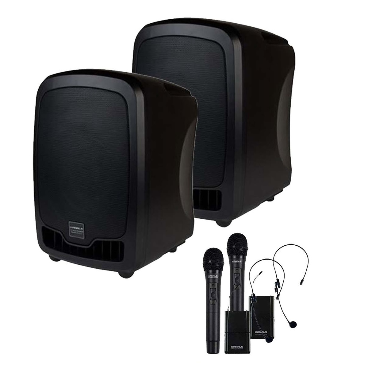 카날스 AT260BN 보조 스피커 세트 2채널 충전식 앰프 300W 블루투스 야외 이동식