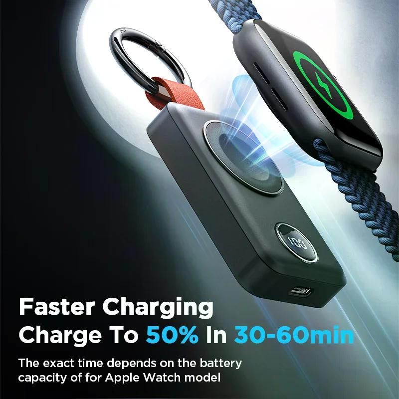 애플워치 보조 배터리 휴대용 무선 충전기 2000mAh 애플 워치 시리즈 9 8 7 6 5 블랙 0-2000mAh - 상세 이미지 3