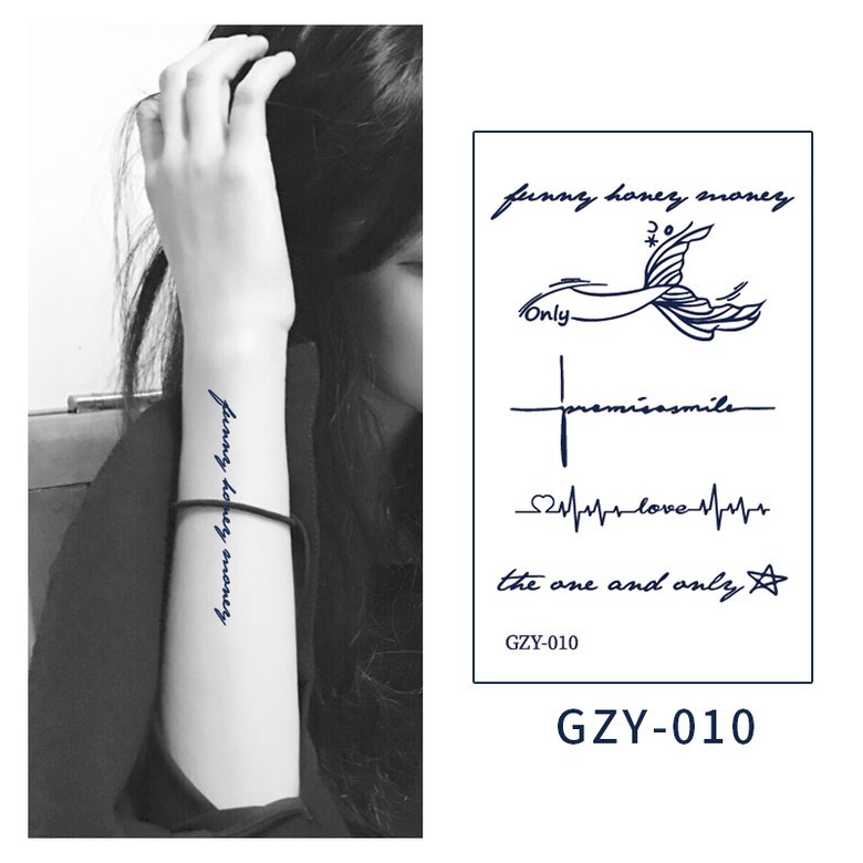 MIR WAY 레터링 리얼 타투 스티커 GZY10 1개 - 상품 이미지
