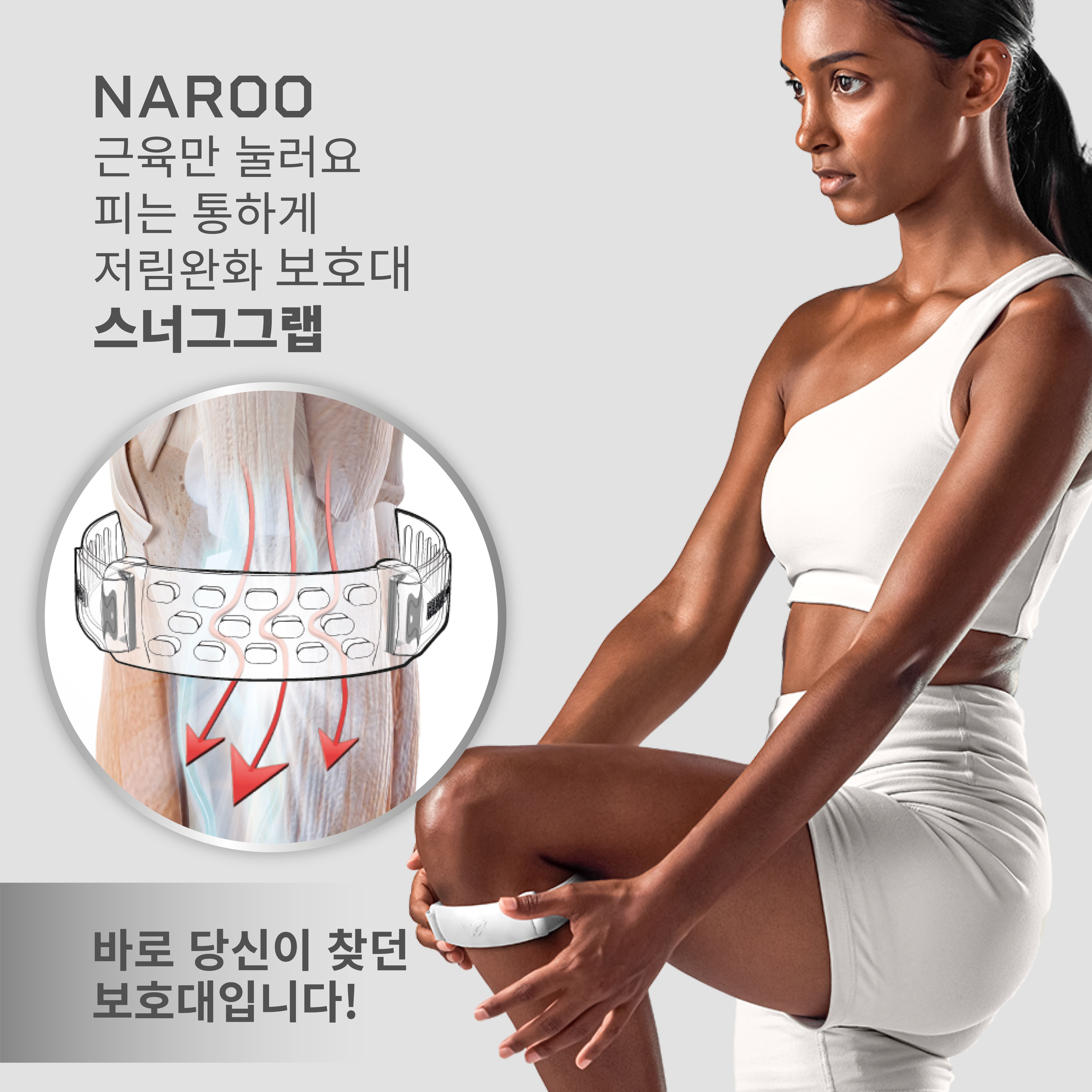 나루 밴드형 무릎 보호대 슬개건 헬스 러닝 등산 운동 축구 농구 남성 여성 국산 - 상세 이미지 2