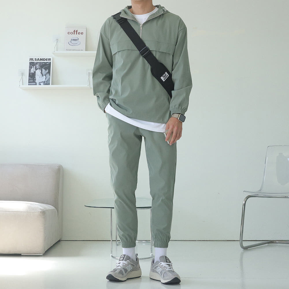 남자 바람막이 아노락 코디 셋업 빅사이즈 자켓 조거 팬츠 - 상세 이미지 2