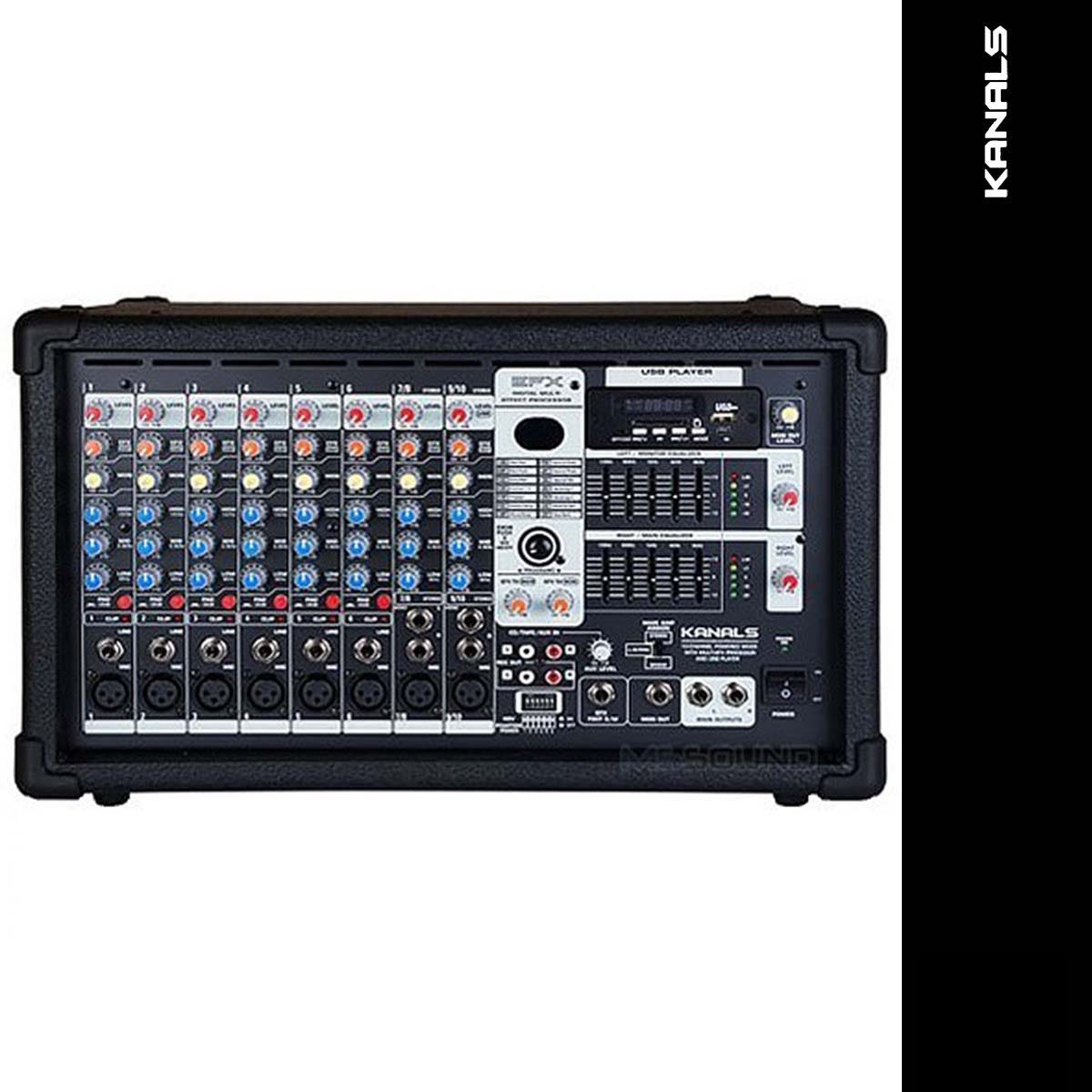 카날스 EMP-1300 파워드믹서 1300W 고출력 앰프 이펙터 내장 - 상품 이미지