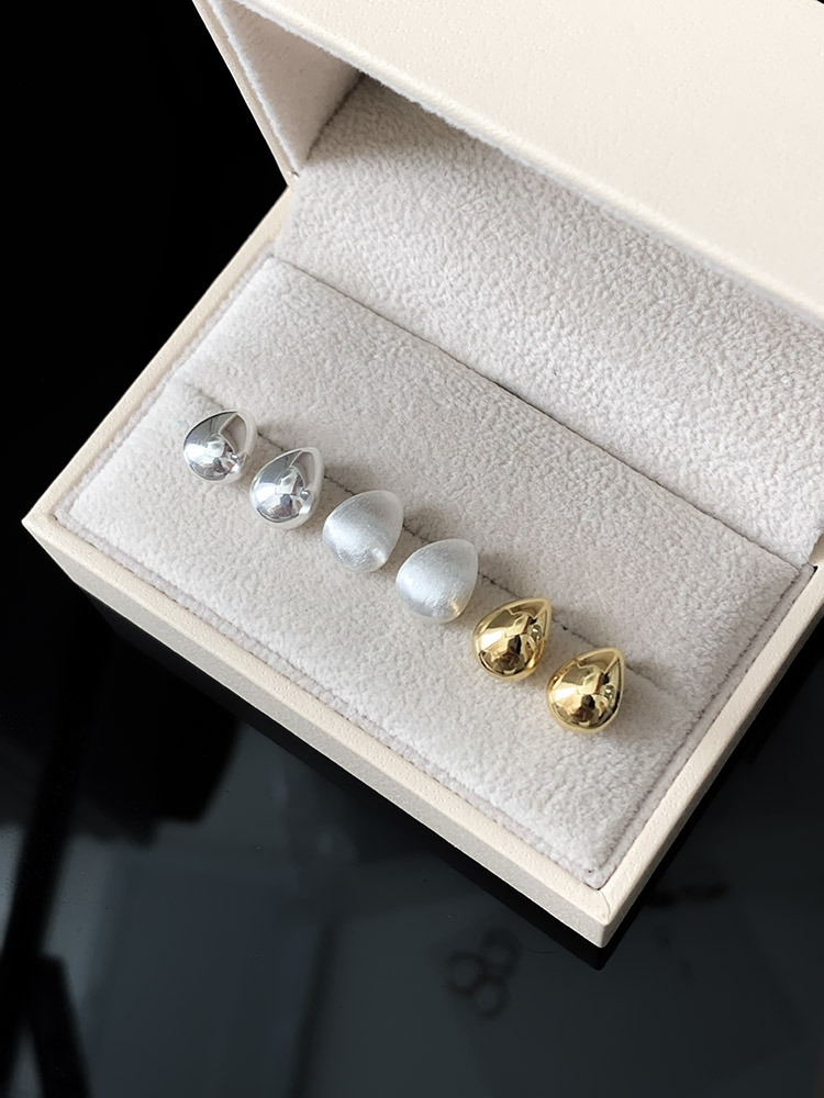 [무배] 브러쉬 물방울 이어링 - 925실버 무광 유광 매트 딱붙는 스터드 순은귀걸이