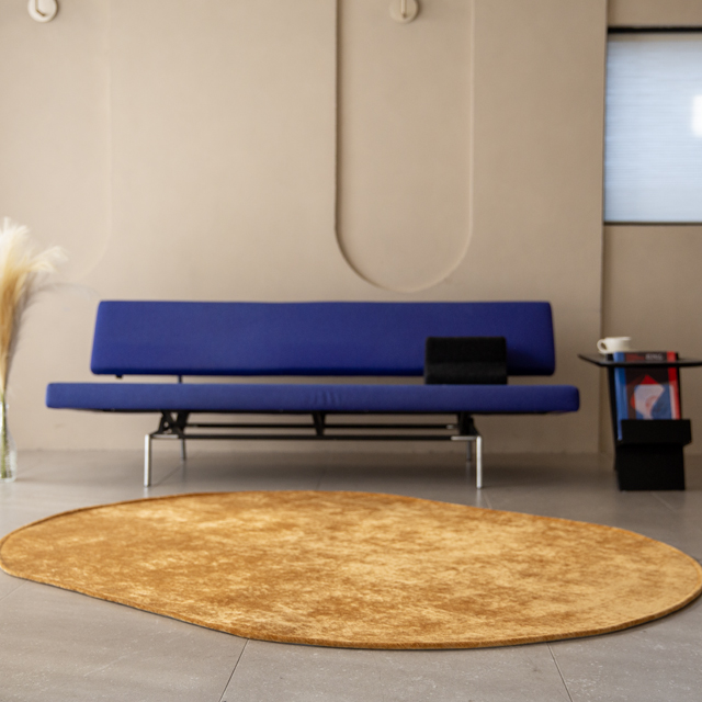 [실키 타원형 원형] 방수 러그 거실 카페트 사계절 먼지없는 단모 아이보리 150x200