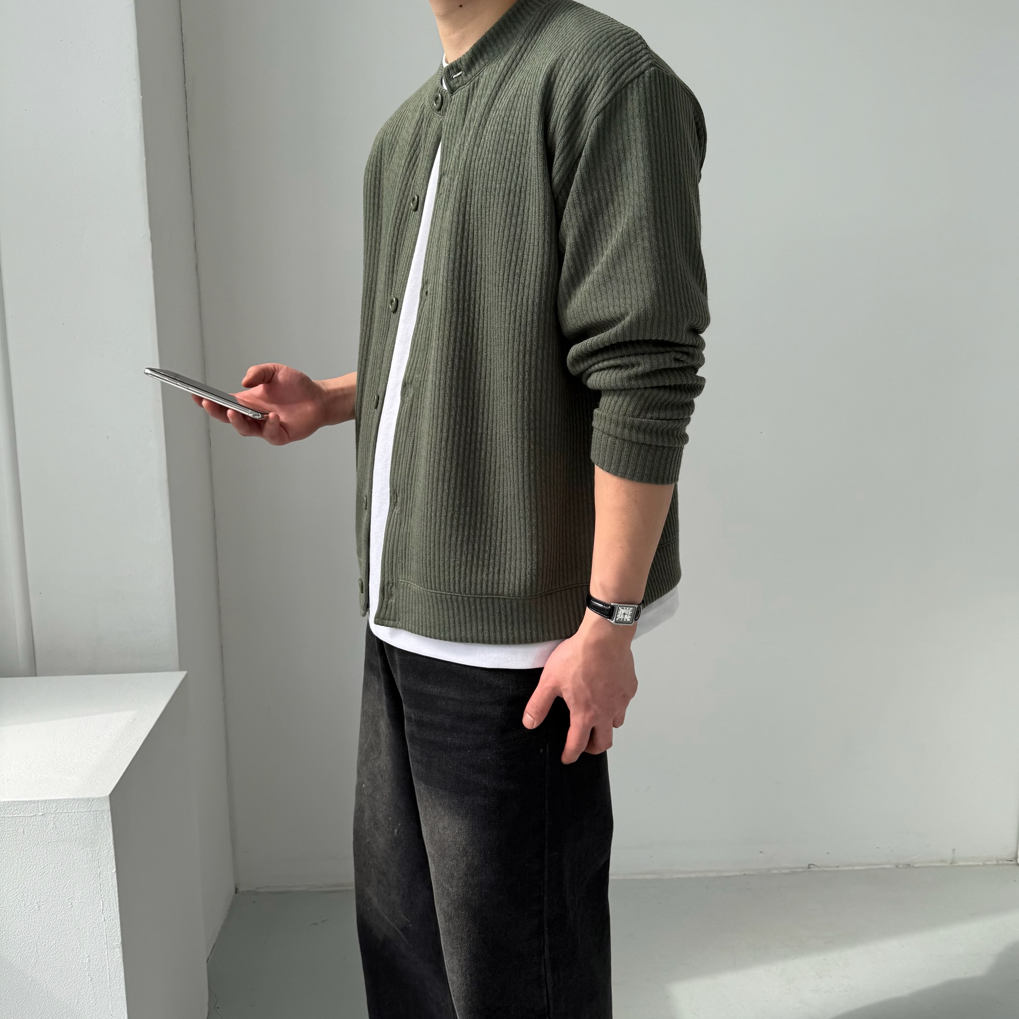남자 오버핏 가디건 5color 라운드넥 M~5XL 상세 이미지 21
