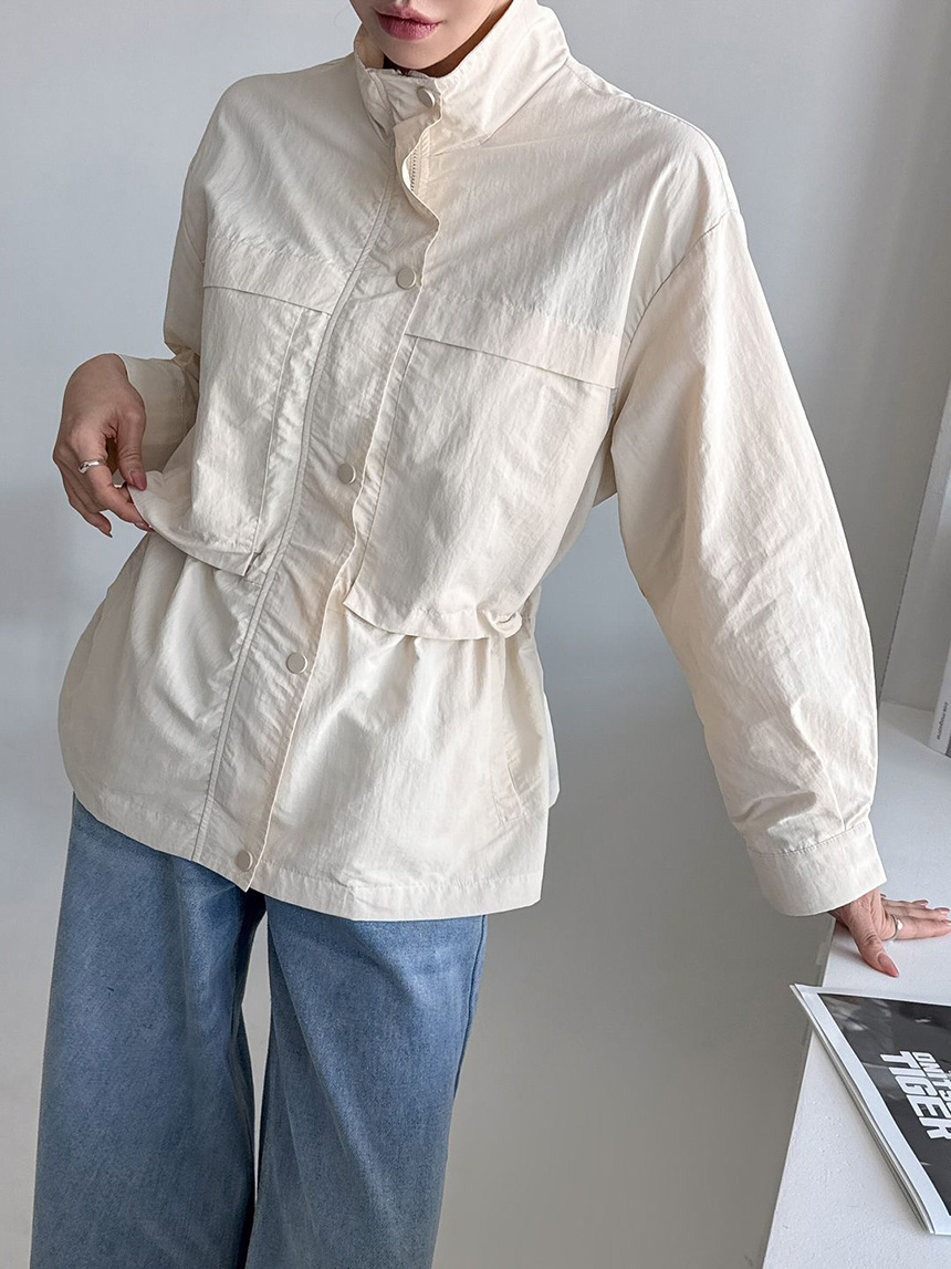 55-100사이즈 빅사이즈 여성 루즈핏 봄 가을 스트링 바람막이 자켓 집업 긴팔 점퍼 상세 이미지 4