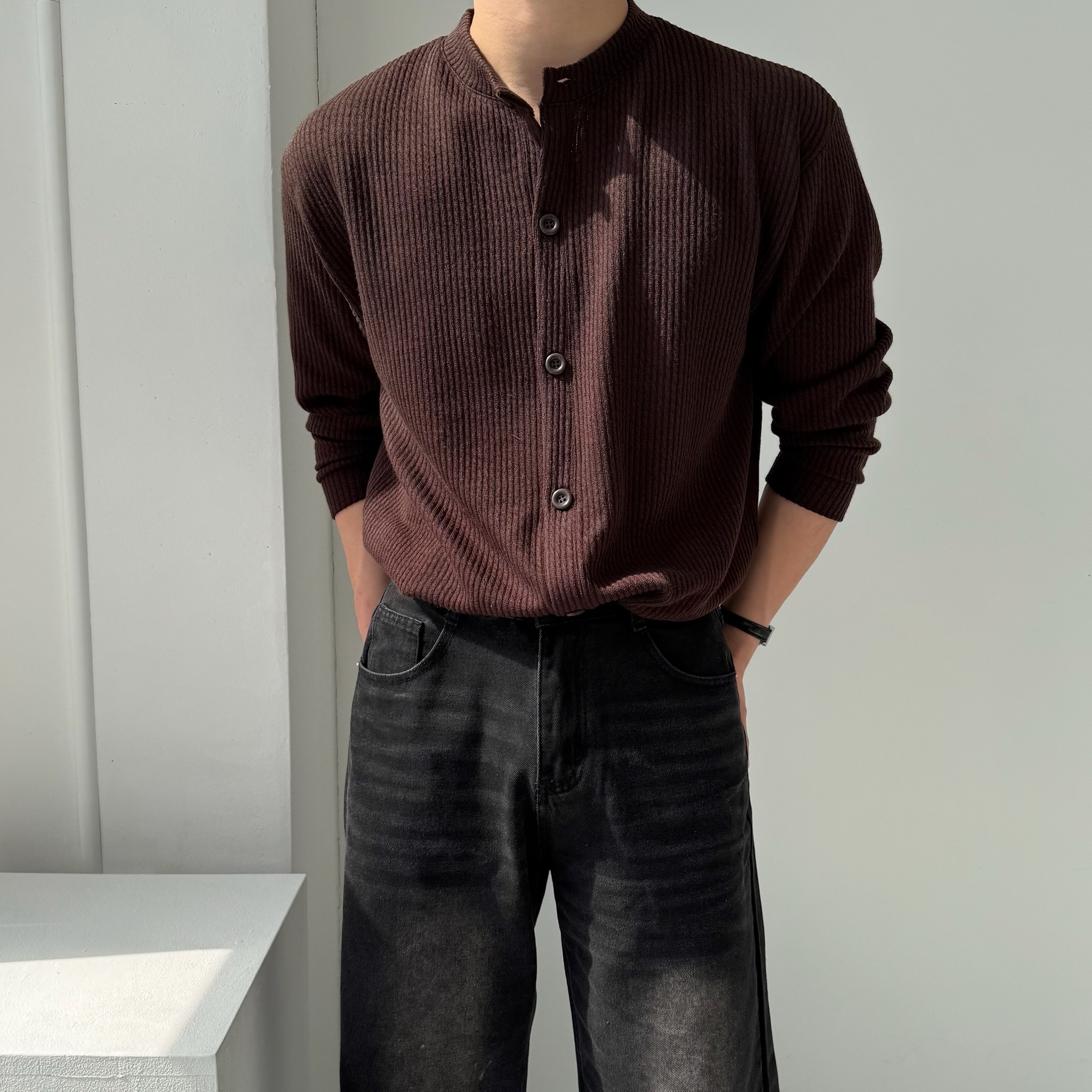 남자 오버핏 가디건 5color 라운드넥 M~5XL 상세 이미지 24