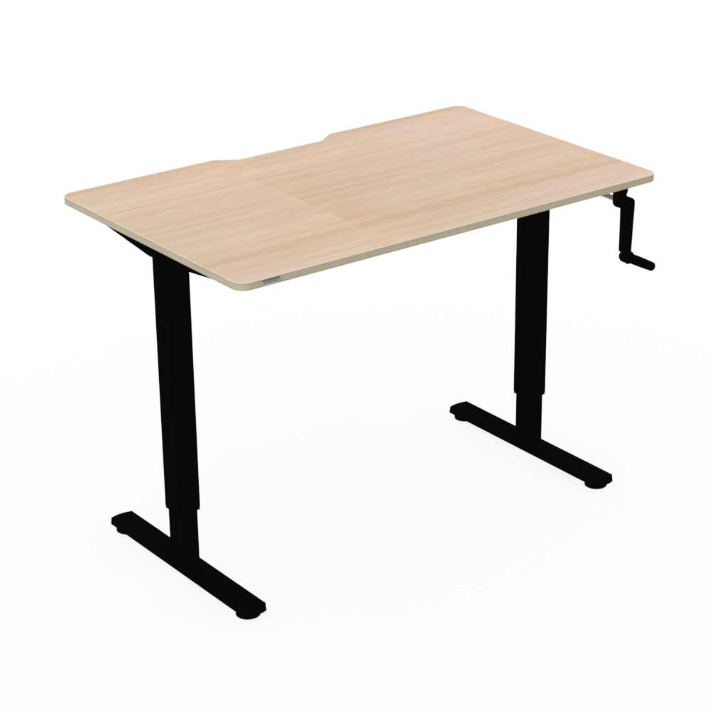 핏쳐 수동식 높이조절 모션 데스크1200 높낮이 스탠딩책상 1600x750mm, 상판/오크-프레임/블랙 - 상품 이미지