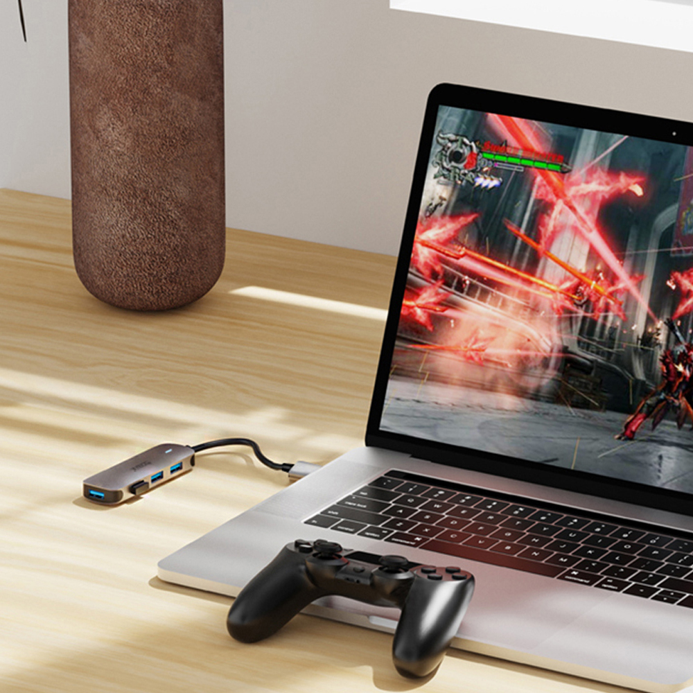 베이식스 4포트 USB허브 맥북 노트북 멀티허브 A C타입 USB3.0 - 상세 이미지 4