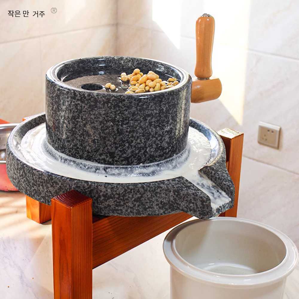 고캠프 멧돌 전통맷돌 전통 분쇄기 절구 돌절구 흑화강암 20x30cm 나무프레임 - 상세 이미지 5
