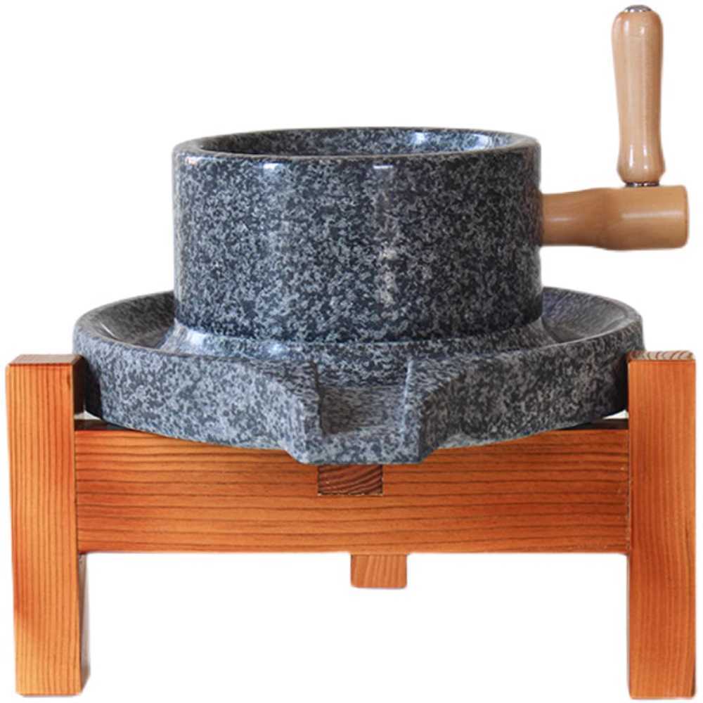 고캠프 멧돌 전통맷돌 전통 분쇄기 절구 돌절구 흑화강암 20x30cm 나무프레임 - 상품 이미지