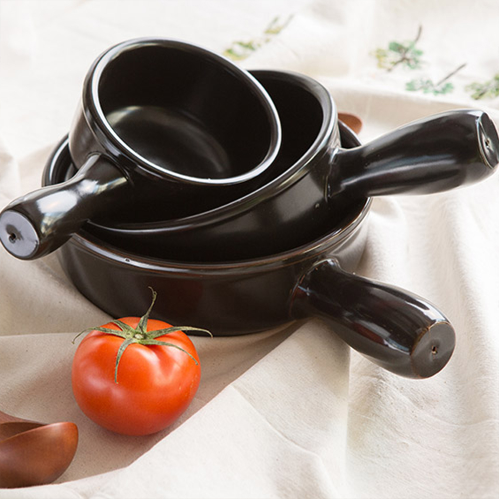 손잡이 뚝배기 21cm 그릇 업소용 계란찜 냄비 내열 찌개 가정용 식당 전골 앞접시 예쁜 - 상품 이미지