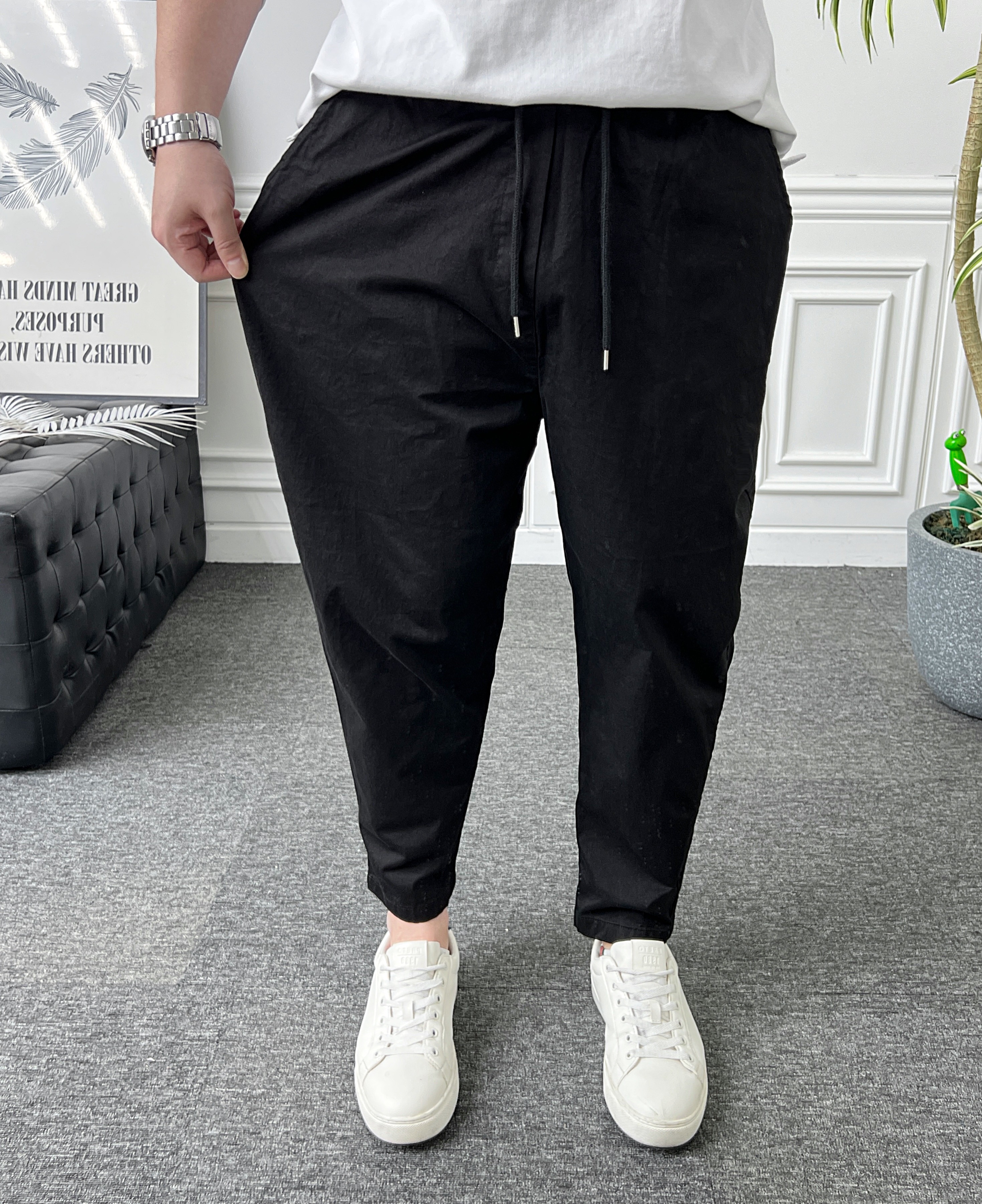 남자 면바지 밴딩 스판 고밀도 워싱 벌룬 배기팬츠 - 상세 이미지 2