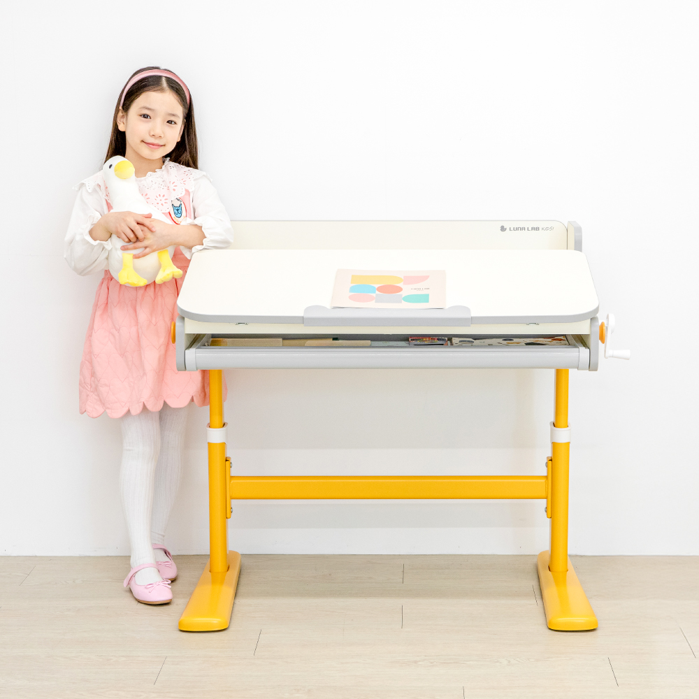 루나랩키즈 어린이 초등학생 바른자세 책상 옐로덕, 초등 학생 공부 높이 각도 조절