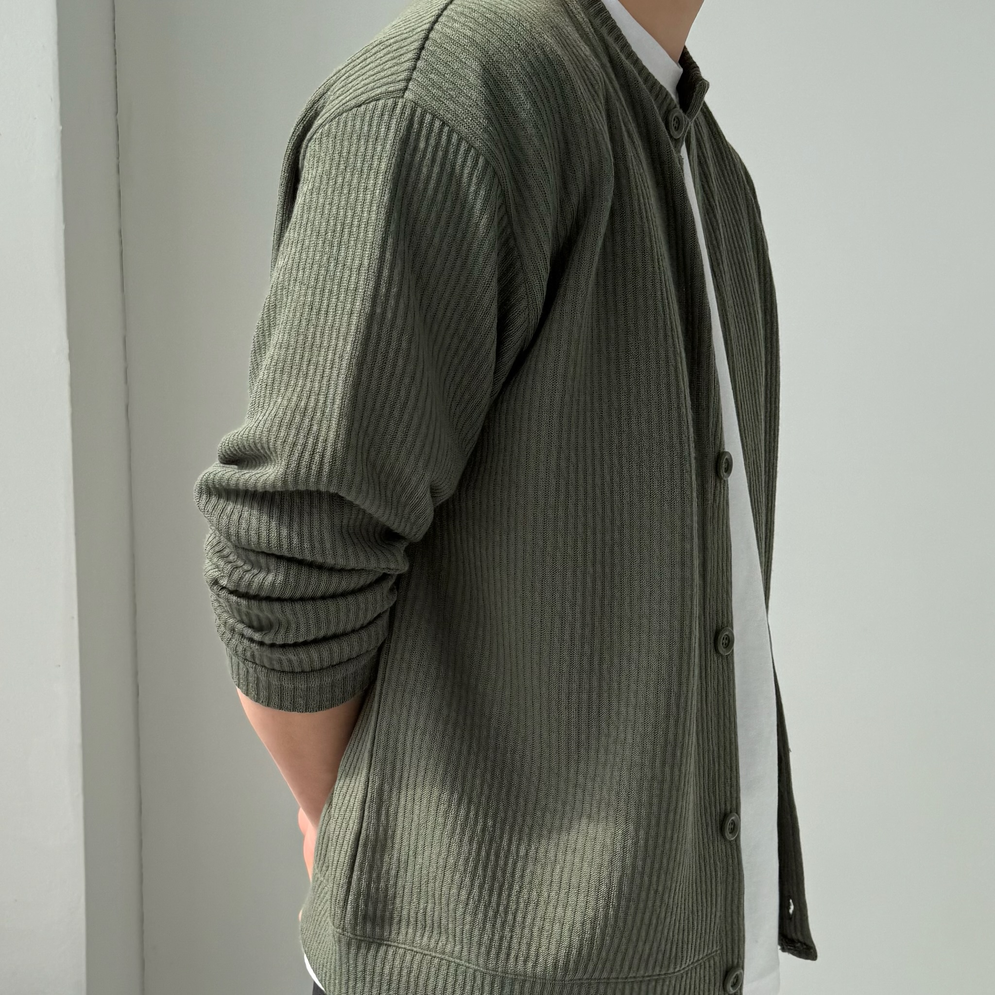 남자 오버핏 가디건 5color 라운드넥 M~5XL 상세 이미지 18