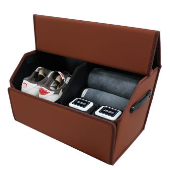 엠노블 가죽 트렁크 정리함 브라운소형 자동차 신발 차량용 수납함 세차 툴백 가방