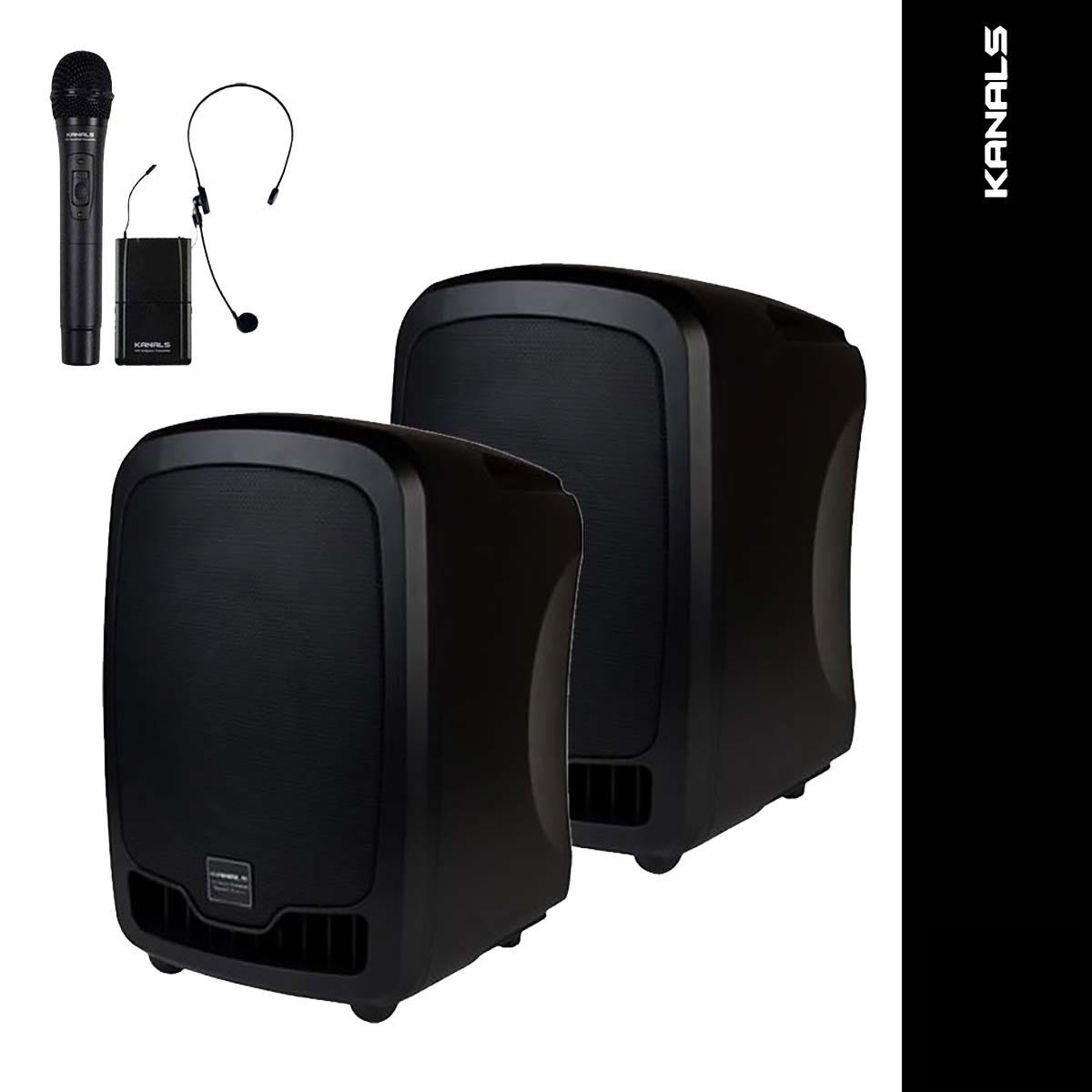 카날스 AT115BN 보조 스피커 세트 이동식 앰프 300W 충전식 무선 블루투스 시스템