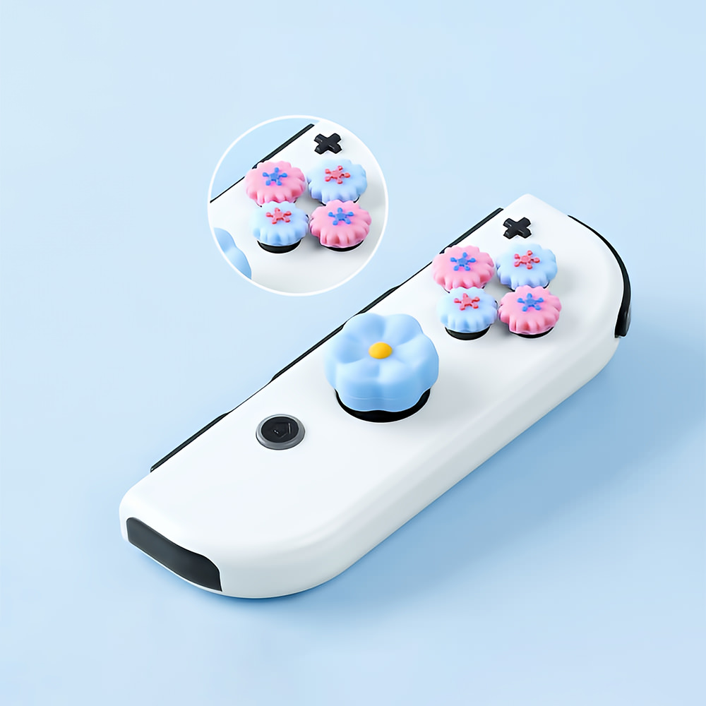 닌텐도스위치 OLED 조이콘 아날로그 스틱캡+버튼커버 꽃 - 상세 이미지 4