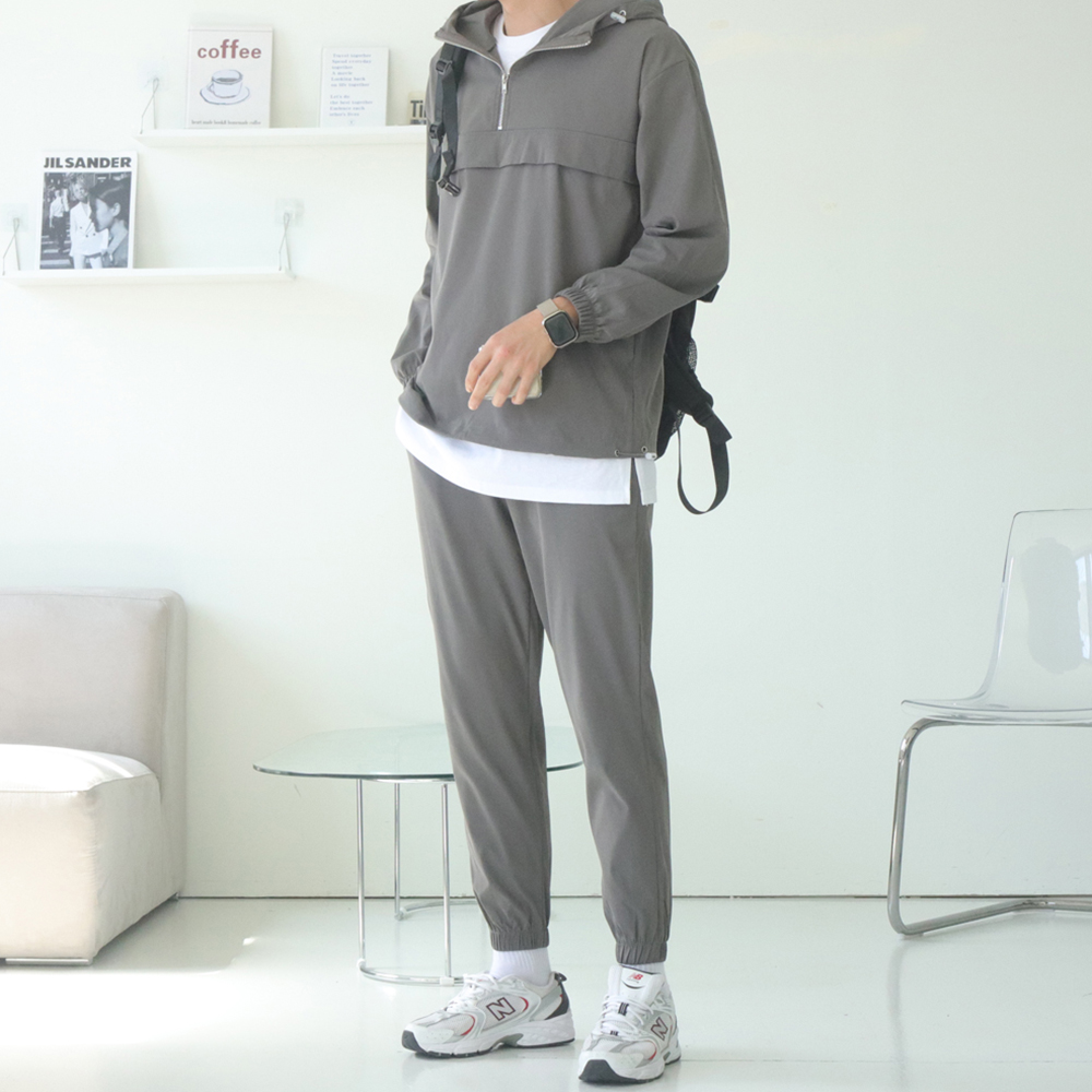 남자 바람막이 아노락 코디 셋업 빅사이즈 자켓 조거 팬츠 - 상품 이미지