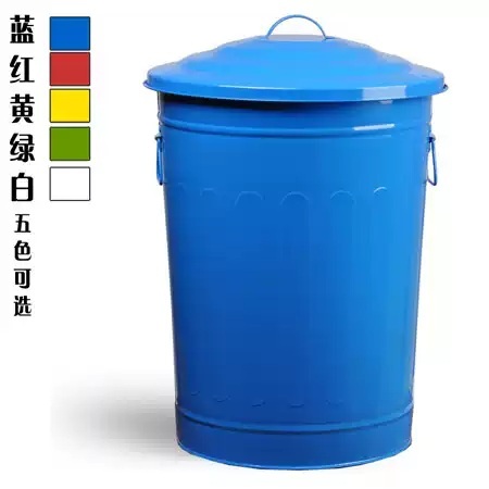 철제쓰레기통 대용량 빈티지 야외 휴지통 위생 분류 재활용 용기 원형 상자 덮개 버켓 바스켓 - 상세 이미지 2