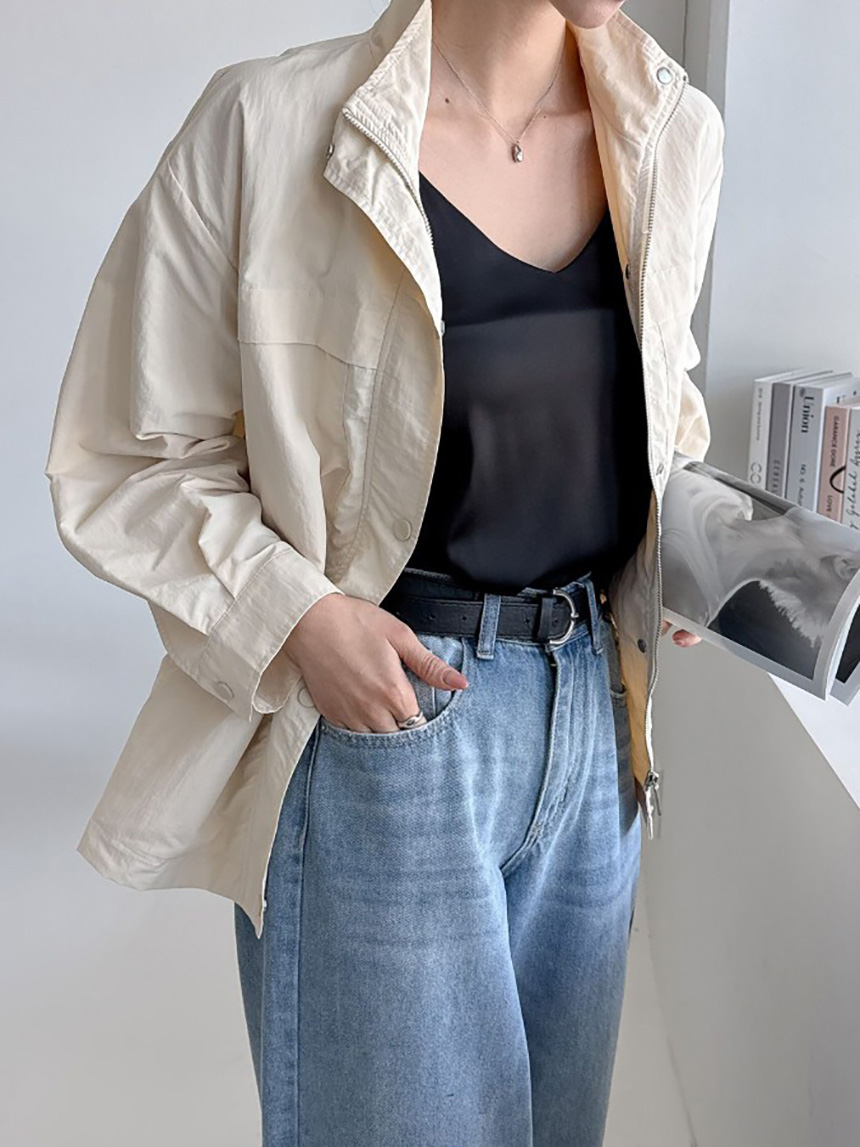55-100사이즈 빅사이즈 여성 루즈핏 봄 가을 스트링 바람막이 자켓 집업 긴팔 점퍼 상세 이미지 24
