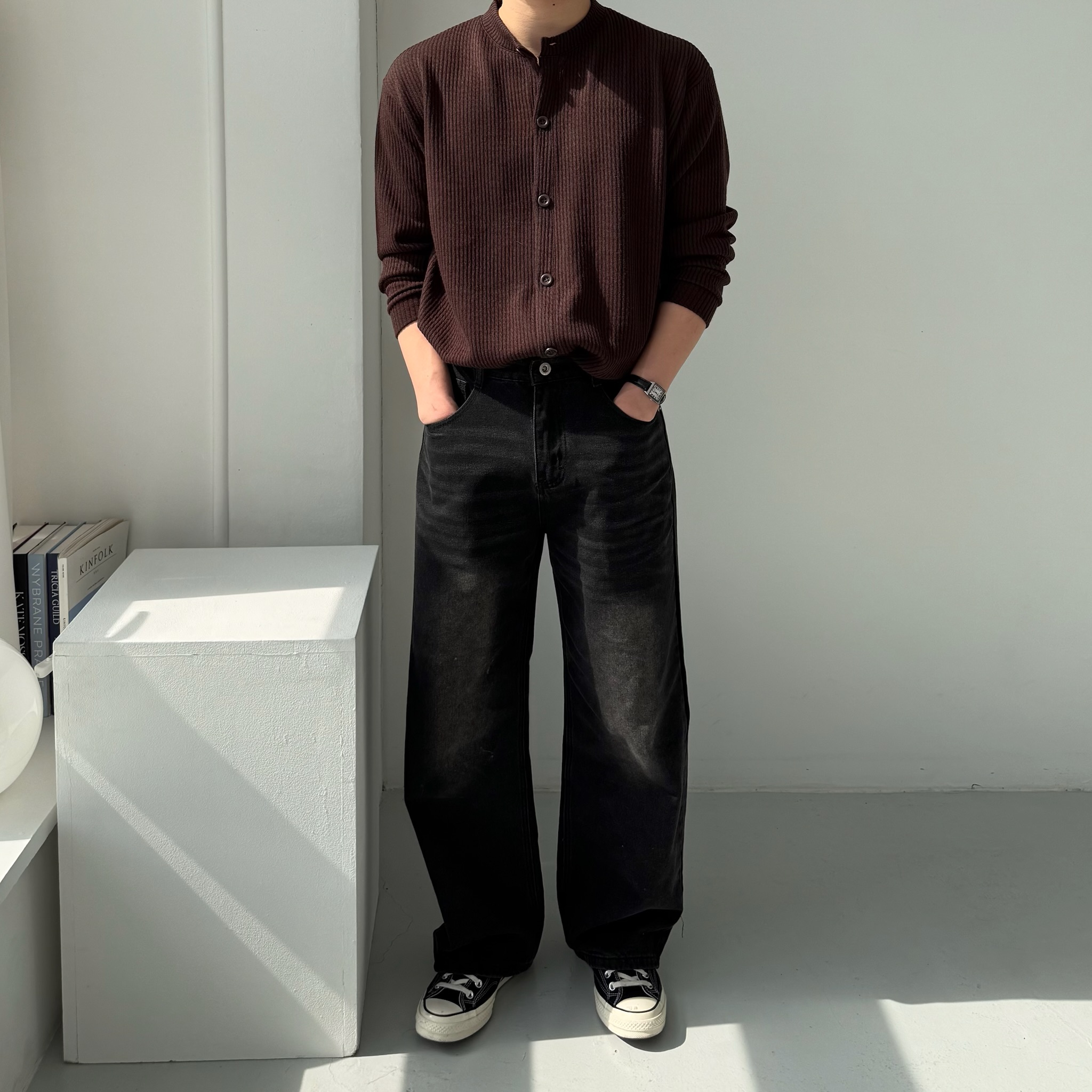 남자 오버핏 가디건 5color 라운드넥 M~5XL 상세 이미지 25