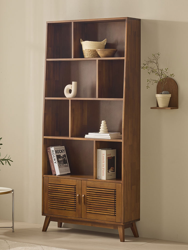 오크빌 까시아 원목 책장 책꽂이 수납함 위스키장 900x300x2000mm, 5단, 아카시아