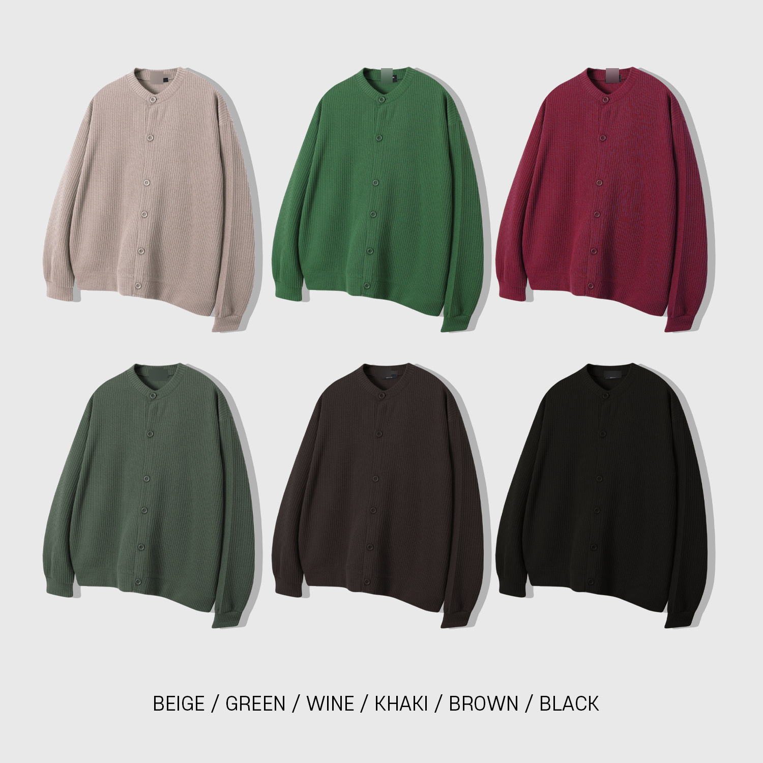 남자 오버핏 가디건 5color 라운드넥 M~5XL 상세 이미지 1