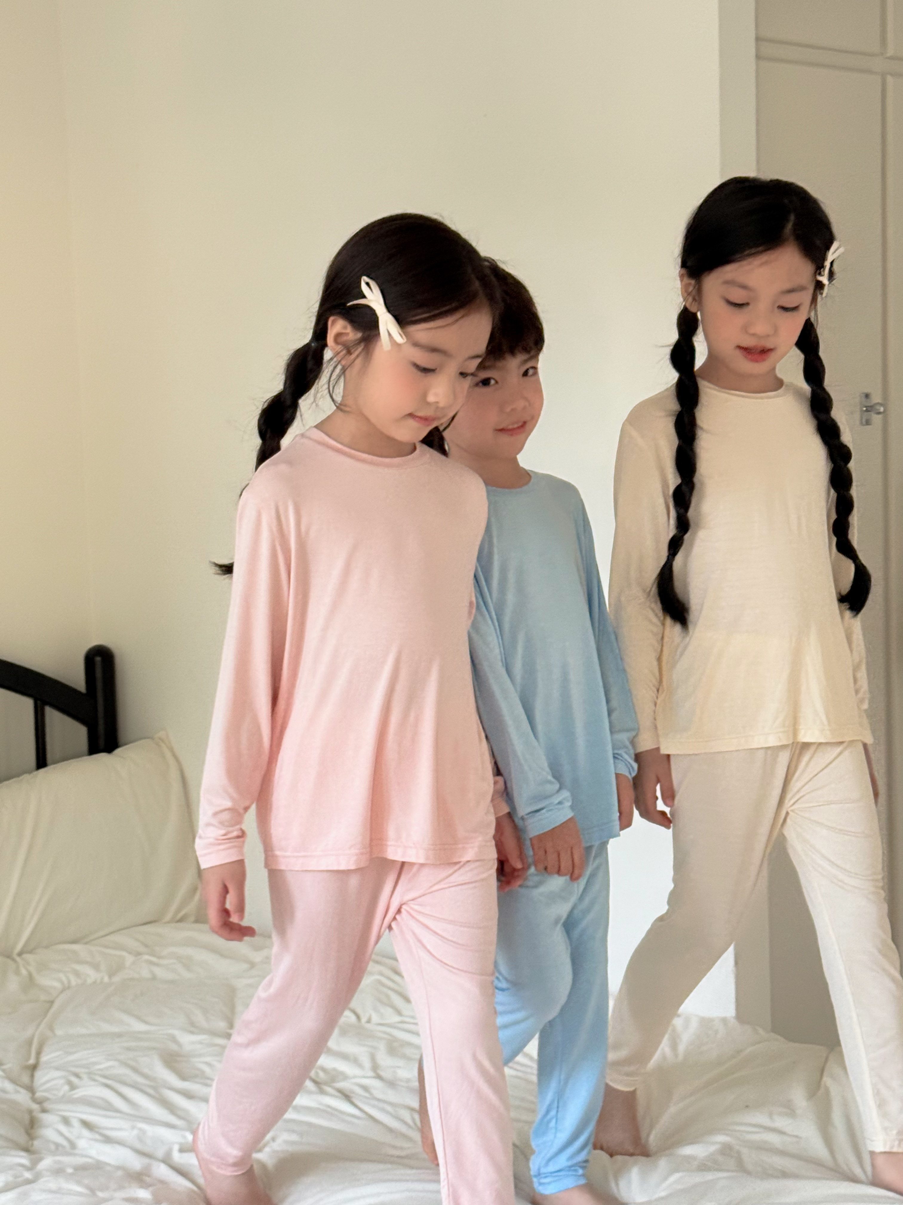Irene's Closet 인견 쿨링 실내복 긴팔 긴바지 상하세트 유아 주니어 봄 여름 - 상세 이미지 3