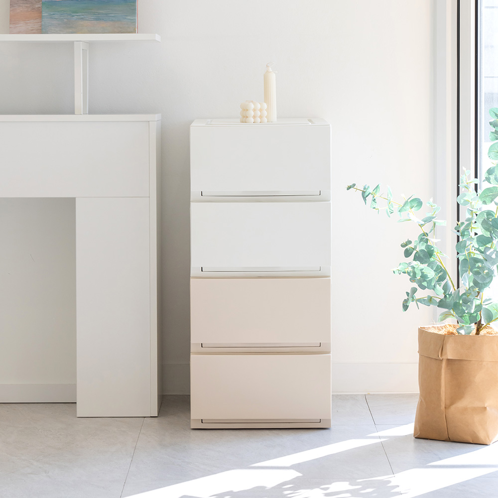 프랑코 스텝 플라스틱 서랍장 박스(중)1+1 조립식 수납장 안방 거실 드레스룸 옷 서랍장