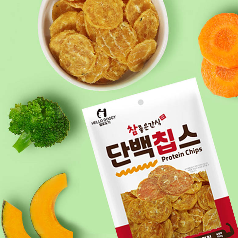헬로도기 단백칩스 강아지단호박 강아지브로콜리 치킨 보양식 노견 수제간식 - 상품 이미지