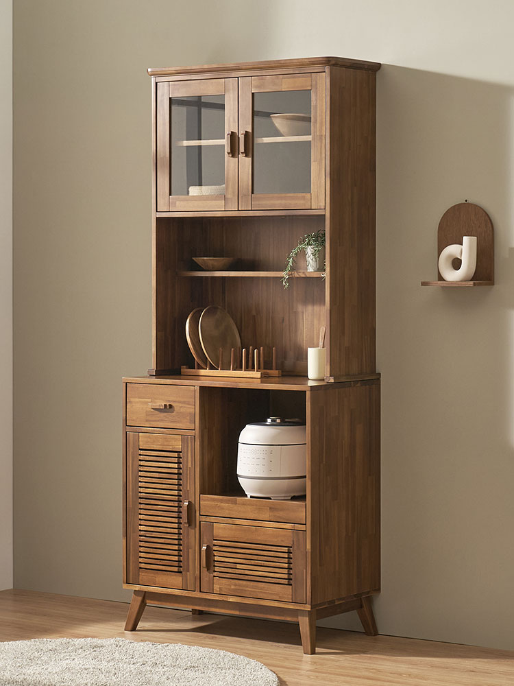 오크빌 주방 부엌 수납장 다용도 홈카페 틈새 까시아 원목 그릇장 800