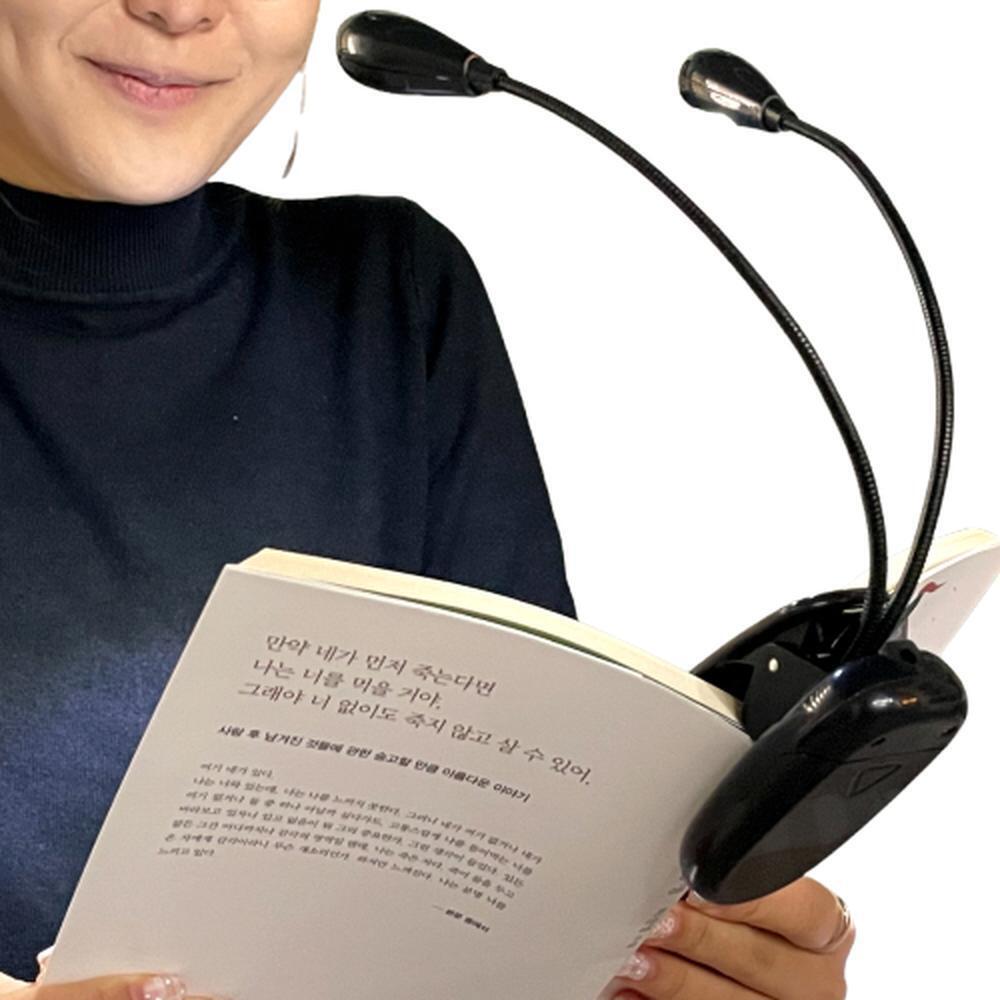 집게 독서등 책에 꽂는 미니스탠드 듀얼 램프 더듬이 조명 블랙