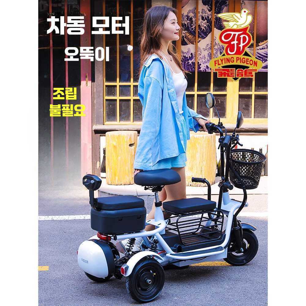 전기 삼륜 자전거 노인용 스쿠터 여성용 미니 초경량 충전 48V 3바구니/8A 30km/2인 - 상세 이미지 3