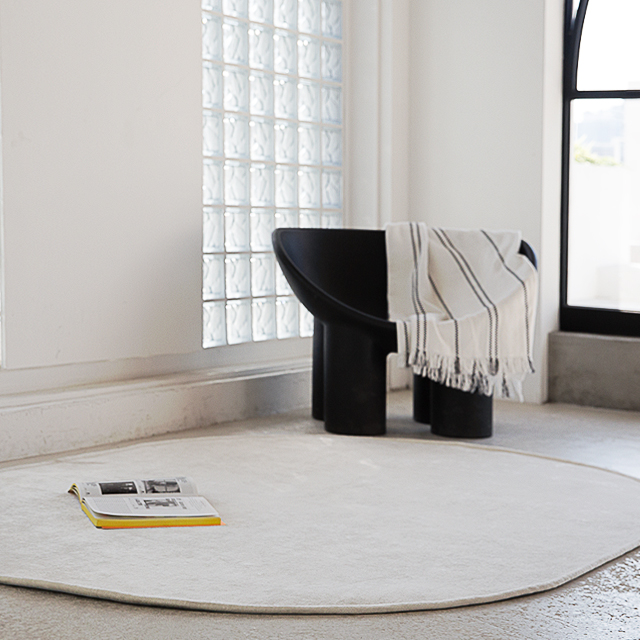 [실키 타원형 원형] 방수 러그 거실 카페트 사계절 먼지없는 단모 아이보리 150x200