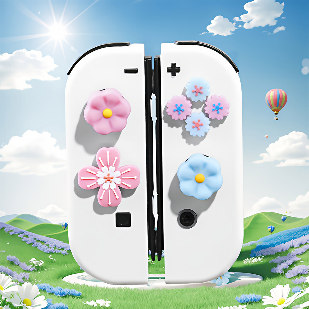 닌텐도스위치 OLED 조이콘 아날로그 스틱캡+버튼커버 꽃 - 상세 이미지 3