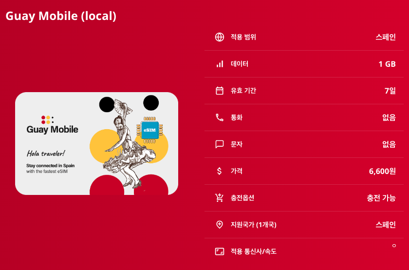 스페인 로컬망 이심 eSIM Movistar 바르셀로나 마드리드 세비야 그라나다 발렌시아 말라가 톨레도 이심통 - 상세 이미지 5