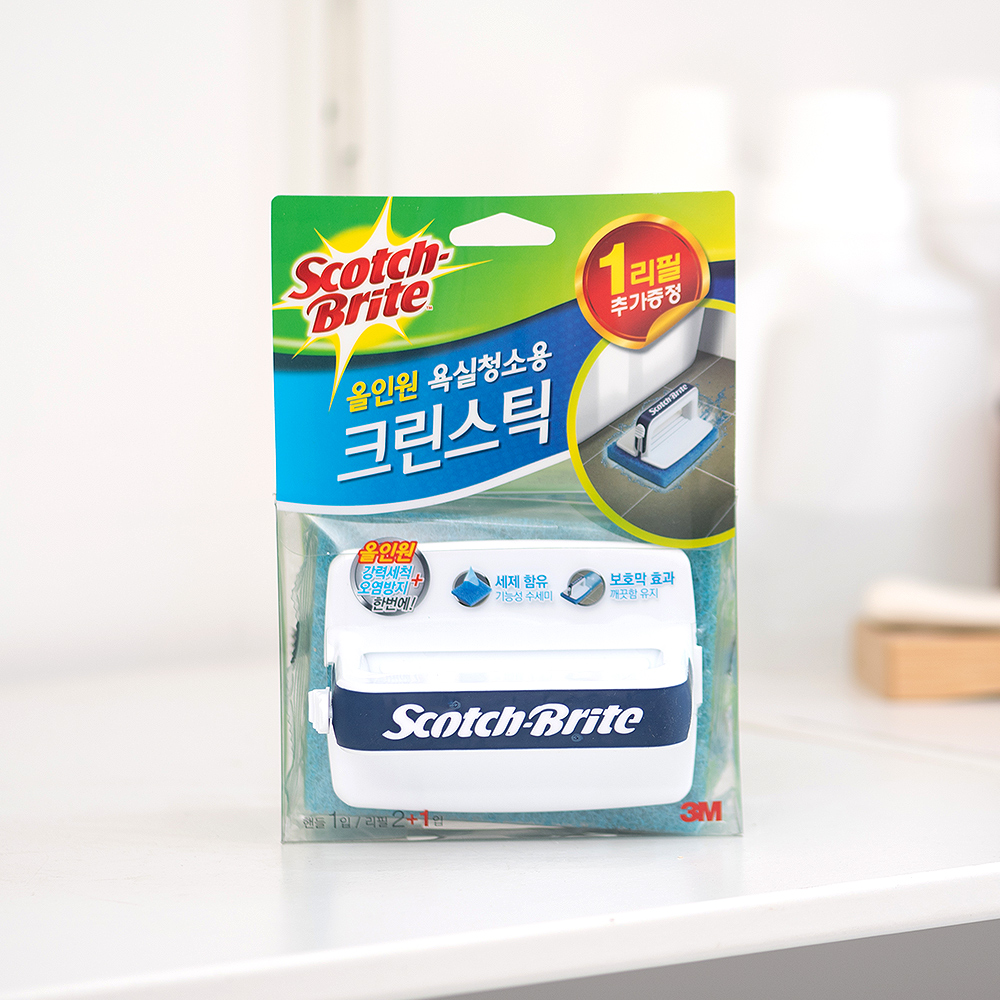 3M 스카치브라이트 올인원 욕실청소용 크린스틱 핸들 + 리필 12+3입 - 상세 이미지 2