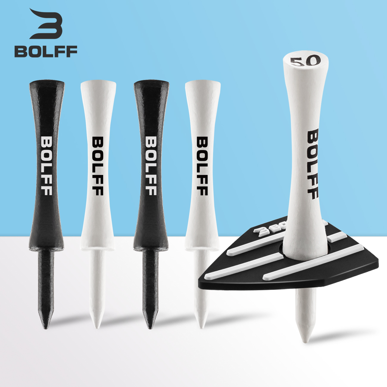 볼프 골프 티꽂이 골프용품 에이밍 높이조절 드라이버 나무티 50P